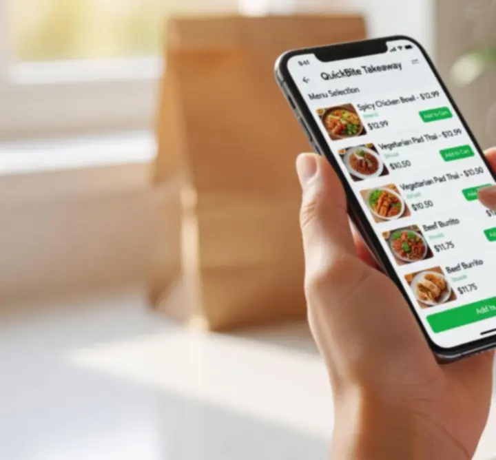 Customer ordering takeaway food from CIKSORUT LTD on a mobile phone